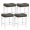 Costway 24.5" Bar Stool Set of 4 with Solid Rubber Wood Frame Humanized Footrest Kitchen White/Gray